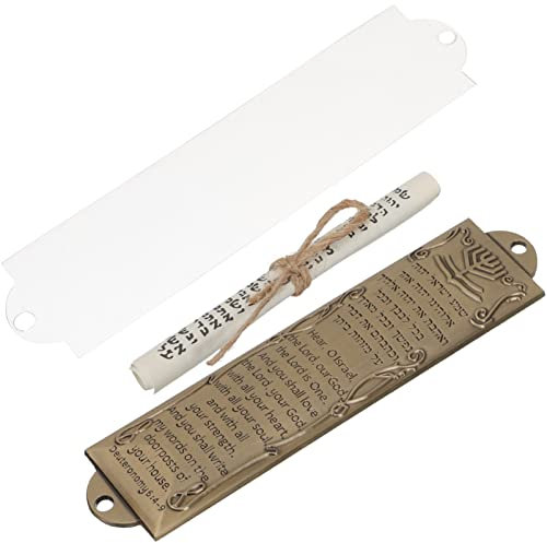 DECHOUS Mezuzah with Scroll Included: 1 Set Metal Mezuzah Plaque for Front Door with Scroll - Blessing Religious Decoration, 132mm