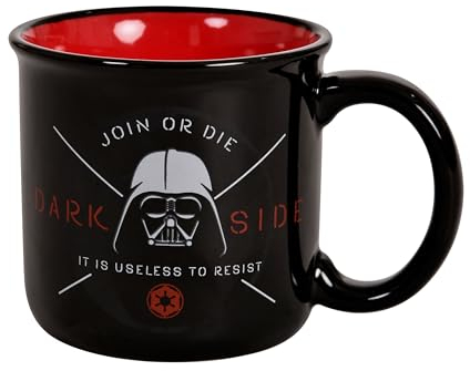 Elbenwald Star Wars Mug with Darth Vader Logo and Text Motif, 400 ml Ceramic Black Red