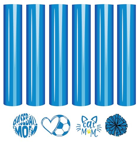 Tintnut Hellblau Plotterfolie Textil Iron on Folie 6 Stück 12in x 10in | Flexfolie plotter textil für kleidung und taschen DIY,dehnbar und waschbar,einfach schneiden entgraten,für meisten plotter