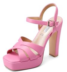 QUEEN HELENA Sandali Alti con Tacco Largo con Plateau Donna ZM9619 (Pesca, Sistema Taglie Calzature EU, Adulto, Donna, Numero, Media, 40)