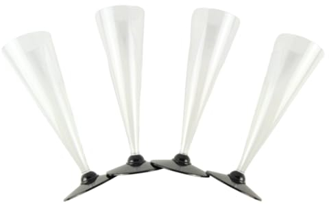 DUE ESSE S.N.C. DI SABATINI ALDO Lot de 120 gobelets en forme de champagne transparent base noire verres en plastique Flutes Happy Hour apéritif