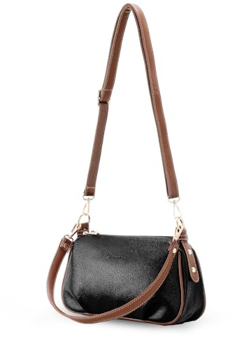 HAWEE Damen Handy Umhängetasche Weiches PU-Leder Klein Crossbody Bag Mode Handytasche Zum Umhängen Elegant Schultertasche Geldbörse mit 2 Schultergurten für Arbeit Partys Alltag Shopping, Schwarz