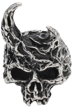Gu Feng Accessories Personality exaggerated vintage goat horn men's titanium steel skull ring