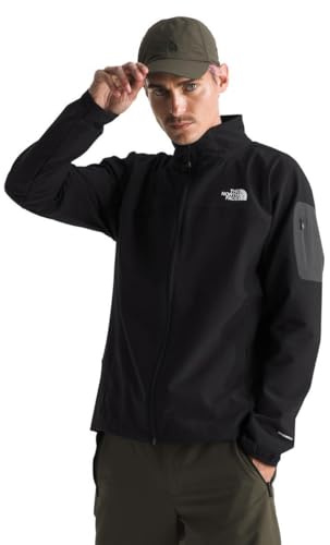 The North Face Men's Tek Approach Jacket - Lightweight Softshell Windbreaker, Water Resistant, Fleece Lining, Hand Pockets, TNF Black, XX-Large