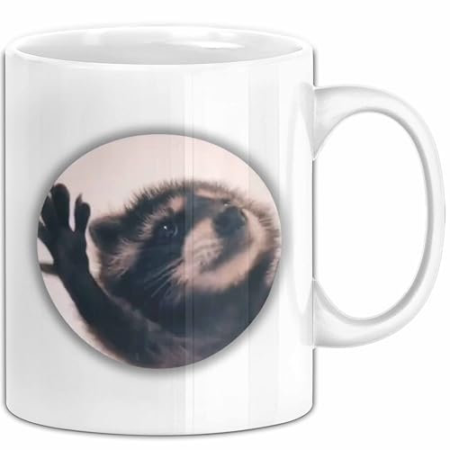 Pedro Waschbär Tasse Meme Geschenk Lustiger Kaffee-Becher (Weiß)