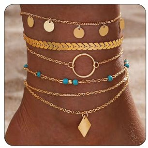 Hcvone 5pcs Bracelets de Cheville Pour Femme Plage d'été Bracelet Cheville Idée Cadeau Femme Cadeau Femme Original Cadeaux Anniversaire Noël