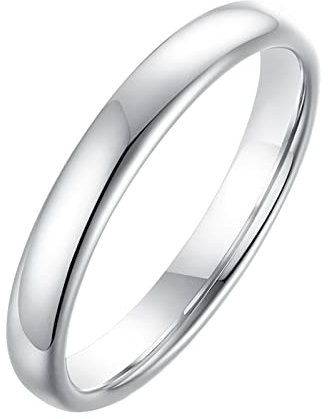 Grewod Trauringe Hochzeit, 3MM Wolfram Damen Ring Silber Ring Poliert Verlobungsring Mode Größe 60 (19.1)