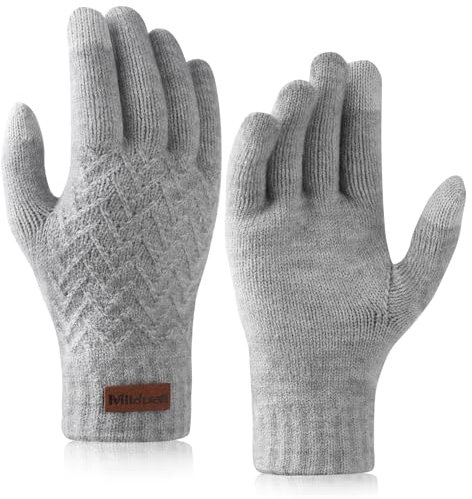 Milduall Strickhandschuhe Winter, Gestrickte Touchscreen Handschuhe Fingerhandschuhe Winterhandschuhe Thermohandschuhe Fäustlinge für Unisex Outdoor Winter