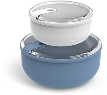 Rotho Ela Set Frischhaltedosen rund 2 tlg. ELA, Kunststoff (PP) BPA-frei, blau/weiss, (21.8 x 21.8 x 13.8 cm)