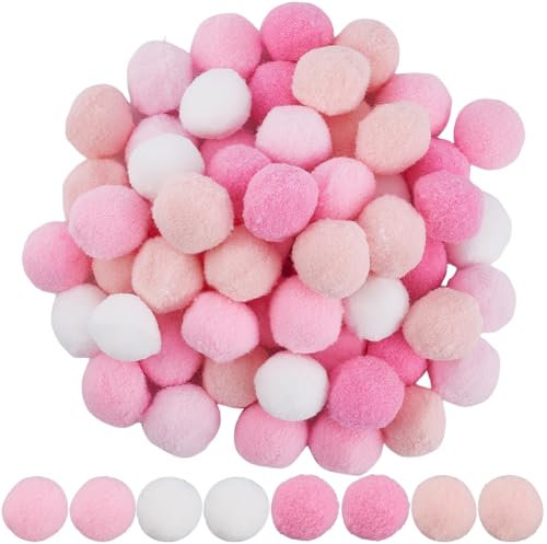 SUNNYCLUE 100 Boule de Pompon Rose en Vrac de 25mm en Polyester pour la Saint Valentin Douce et Moelleuse Décoration Ronde pour la Fête des Pères la Fête des Mères Les Loisirs Créatifs Les Fêtes