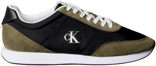 Calvin Klein Herren Runner Sneaker Retro Mix mit Logo, Mehrfarbig (Black/Capers/Bright White), 45