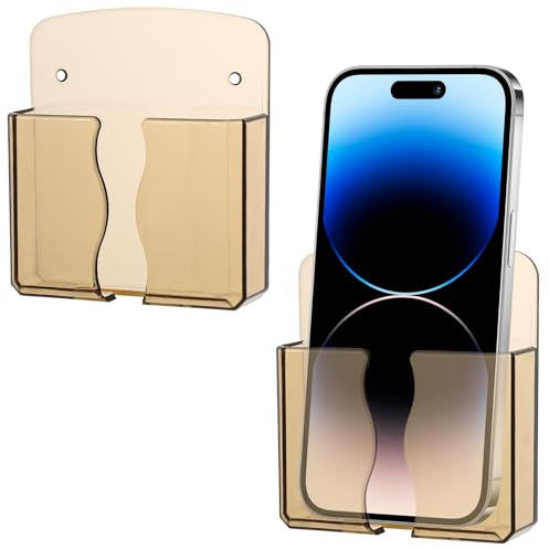 Ymapinc 2 Stück Transparente Handyhalterung Wand | Selbstklebend Handy Wandhalterung Handyhalterung mit Ladeanschluss für die meisten Handys