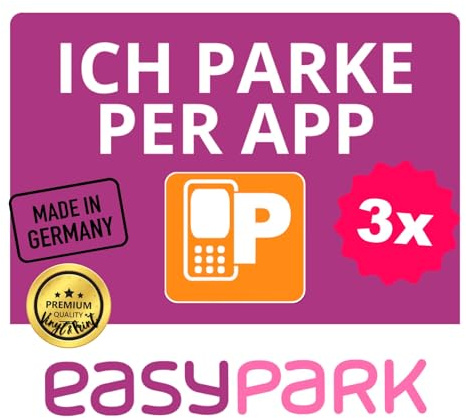 EASYPARK Easy Park ICH PARKE PER APP Hinterglasaufkleber – Parkvignette Sticker KFZ Aufkleber (5,7 x 5,7 cm) Vignette für Windschutzscheibe – App-Parken, Auto Innenaufkleber, Made in GERMANY (3)