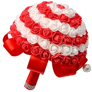 GLEAVI 1 Pz Bouquet Da Sposa Rosso Nuziale Rose Nozze Rosa Mazzo Futura Sposa Decorazioni Per Matrimoni Fiori Coperture Decorazione Matrimonio Per La Sposa Addobbi Matrimonio