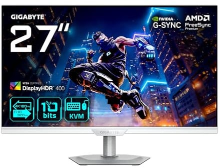 Gigabyte M27UP ICE Monitor da gioco 27” 4K UHD - Modalità doppia (4K 160Hz o FHD 320Hz), 3840 x 2160, 1ms, 350 cd/m², FreeSync Premium, DisplayHDR400, HDMI 2.1, DisplayPort 1.4