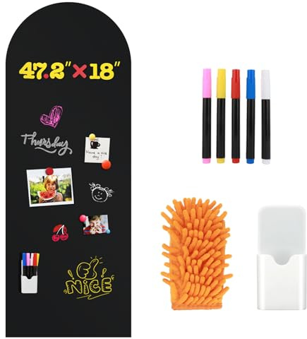 Ykall Magnetische Tafelfolie Selbstklebend 120x45cm – abwischbar | Dicke 4-Lagen, starke Haftung. Inkl. 5 Marker, Halter, Tuch. Für Zuhause/Bruo/Schule – selbstklebend.
