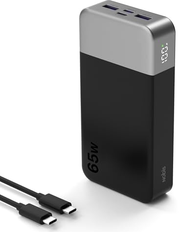NOBIS Batterie Externe 65W 20 000 mAh Charge Rapide PD QC USB-C
