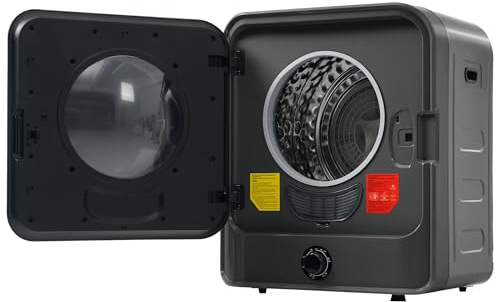 Fppuueg Secadora de Evacuación 3 kg (capacidad real de hasta 4,5 kg), Secadora de Ropa 830W, Montable en Pared, Resistencia de PTC, 5 Programas, Gris [Clase de eficiencia energética G]