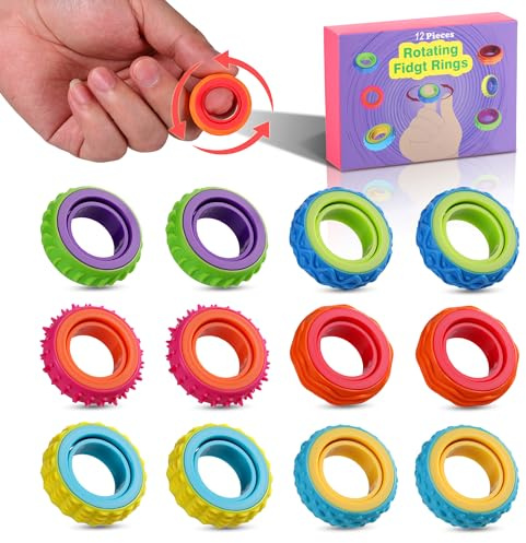 Kssvzz Antistress Ring Kinder, 12 Stück Leise Fidget Toys Kinder, Anti Stress Autis-mus AD-HD Beruhigend Toys, Fidget Squishy Toy Anxiety ADHD Toys, Beruhigend Bei Stress Angst