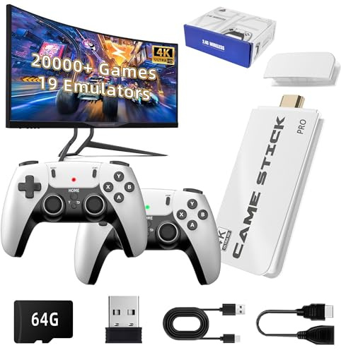 Retro Gaming Console Game Stick with 20000+ Games - 64GB Plug & Play Video Game (64GB)