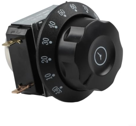 Homeponnew Timer meccanico da 120 minuti per forno a microonde, forno elettrico e cuociriso, alloggiamento in metallo/plastica, 16 A/250 V, campanello acustico integrato