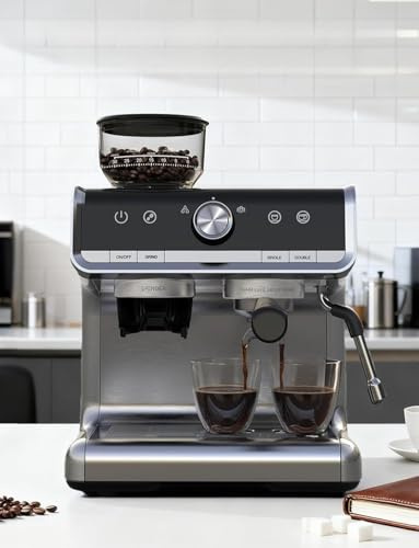 Espresso Machine | Bean to Cup Coffee Maker with 30-Grind Setting Conical Burr Grinder, 20 Bar Pump & PID Temperature Control | Powerful Steam Wand for Latte & Cappuccino Art, 2.8L Removable Water Tan