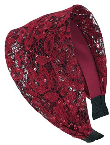 axy HR14A Haarreif SERIE 14A mit Paillette Hair band -Vintage - Wunderschön Stirnband (Rot)