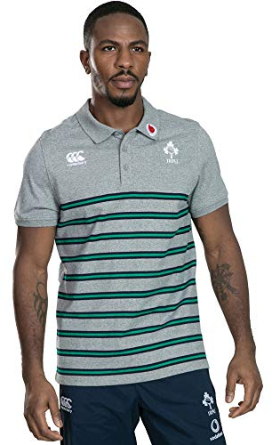 Canterbury of New Zealand Men's Ireland Cotton Stripe Polo Shirt, Static Marl, Small