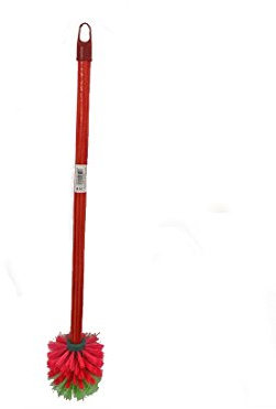 Acan Escobilla de baño con Mango Largo de Madera en Color Rojo