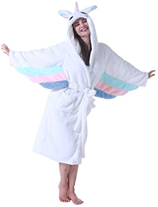ATOZ Camicia da Notte di Flanella Animale del Fumetto dell'accappatoio Adulto Unicorno per S