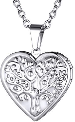 GoldChic JEWELRY Collana Donna Cuore Con Medaglione Albero Della Vita Ciondolo Portafoto Regali Ricordo per Donna Ragazza Fidanzata Mamma