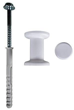 metakreon Handlaufhalter - Set 5 x Abstandhalter+Stopfen+Dübel inkl. Schraube - für Geländer (Weiß)