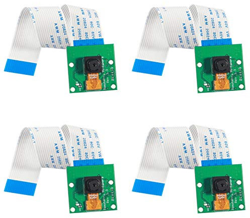 DORHEA 4PCS Raspberry Pi Mini Camera Video Module 5MP 1080p Sensor OV5647 Webcam with 6 Inch 15 Pin Ribbon Cable for Raspberry Pi Model A/B/B+/2B/3B/3B+/4