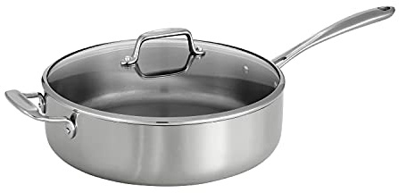 Tramontina Covered Deep Saute Pan Tri-Ply Clad (6 Qt) 80116/030DS | Induction-Ready Cooking Pan, Dishwasher-Safe, NSF-Certified