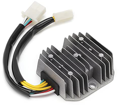 Rectificador de regulador de voltaje de 12V Regulador de voltaje eléctrico de 7 cables Aleación de aluminio de doble enchufe + ABS para ciclomotor de scooter ATV 12V
