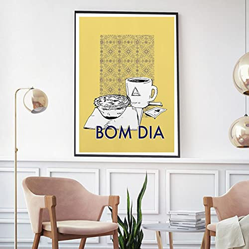 Lakabara DIA Portugal Wandkunstdrucke Minimalismus Poster Küche Kunst Kaffee Leinwand Malerei Bilder für Esszimmer Dekor-50x70cm Kein Rahmen Schwarz & Weiß
