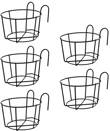 Cabilock 5 StüCk Balkon HäNgende Blumentopf Halterung, Eisen Blumentopf StäNder, Platzsparendes Design, Geeignet FüR Balkon, Garten Und Zaun, Schwarz