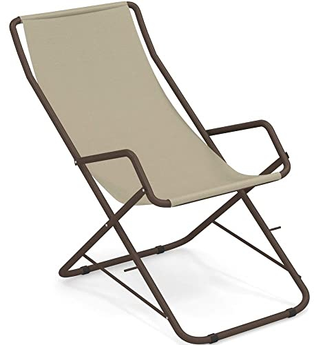 Emu Bahama Klappliege, schwenkbar, Art. 170, Farbe Indienbraun, 41, Bezug aus Textilene, Farbe Beige