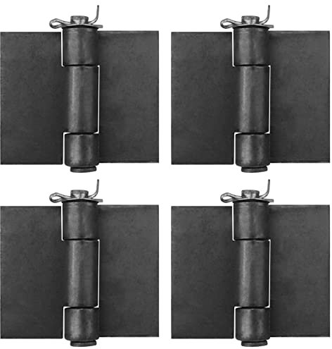 TSSS 4 PCS 85mm Weldable Door Hinges, Steel Gate Hinges Butt Hinge 260 Degree Rotation Angle, Removable Pin