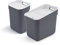 Curver - Juego 2 cubos de basura y reciclaje Ready to Collect 10+20L, Con soporte para pared o puerta, Ideal para Cocina o cuarto de baño, 100% reciclado, tapa y aro para bolsa, Color gris