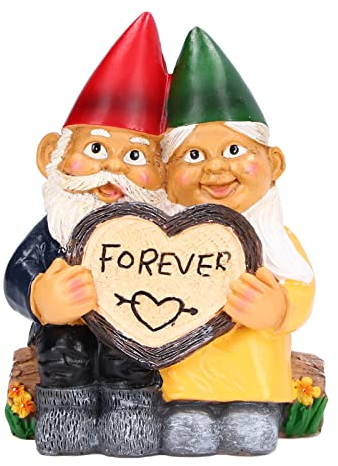 Beufee Niedliche Gartenfigur, verliebtes Gartenzwerg-Paar, Sammlerstück, wachsendes Harz, alte zusammen, Herr und Frau, Statue für Terrasse, Garten, Rasen, Dekoration