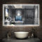 AICA Miroir de Salle de Bain LED avec Bluetooth, Mural Miroir avec Horloge + 3 Couleurs + Dimmable + Anti-buée + Grossissant 3X,Interrupteur Tactile Étanche IP44-80 x 60cm