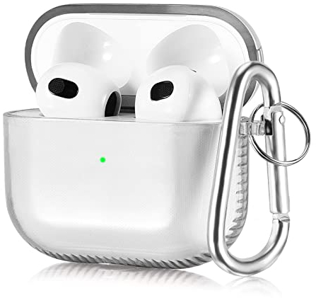 VISOOM Airpods 3 Hülle, Transparent Weiche TPU-Schutzhülle Kompatibel mit AirPods 3rd Generation Wireless Charging Case mit Schlüsselbund (Schwarz)