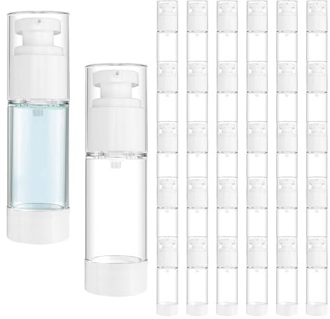 YEUIKERR 30Pcs 1 oz 30ml Airless Pump Bottle Empty Clear Airless Cosmetic Cream Pump Bottle, Vacuum Plastic Refillable Travel Size Dispenser Bottle for Lotion Essential Oil Foundation Liquid