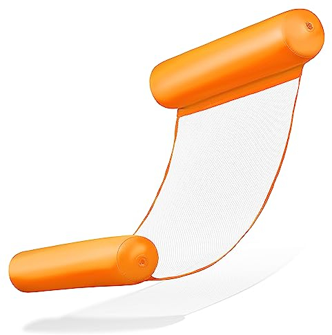 Balinco - Materassino gonfiabile per adulti, giocattolo acquatico, adatto per bambini, amaca da utilizzare nell’acqua per rilassarsi e per feste in piscina (arancione)