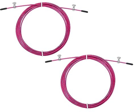 PATIKIL 10 pies Velocidad Salto Cuerda Reemplazo Cable, 2 Paquete 2.5 mm Profesional Salto Cuerda Acero Alambre Reemplazar por Alta Velocidad Salto Cuerdas, Rosado