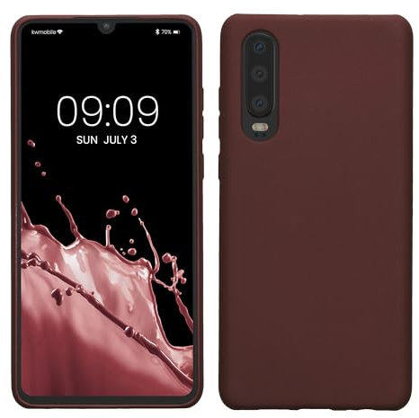 kwmobile Case kompatibel mit Huawei P30 Hülle - Schutzhülle aus Silikon metallisch schimmernd - Handyhülle Metallic Tawny Red