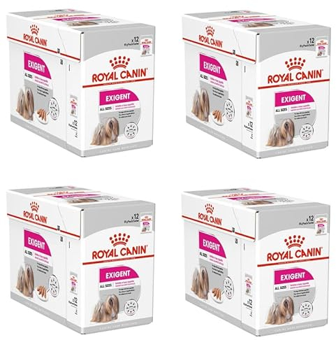 ROYAL CANIN Exigent | 4er Pack | 4 x 12 x 85 g | Nassfutter für ausgewachsene Hunde ab dem 10. Lebensmonat | Für wählerische Hunde | Mit hochwertigen Proteinen