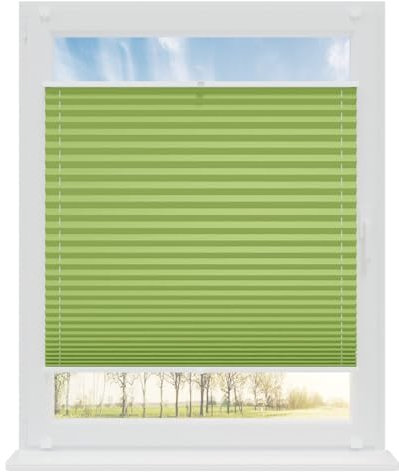 RENA Plissee ohne Bohren Rollos für Fenster | Faltrollos für Fenster & Tür | Plisseerollo nach Maß Verdunkelung | Fenster Rollos für Innen | Jalousie Limette 120x140 cm