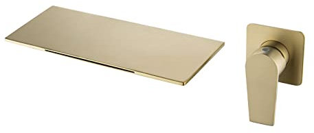 Robinets, mitigeur de lavabo cascade, robinets de lavabo de salle de bains muraux, robinet de lavabo de salle de bains en acier inoxydable/brossé D